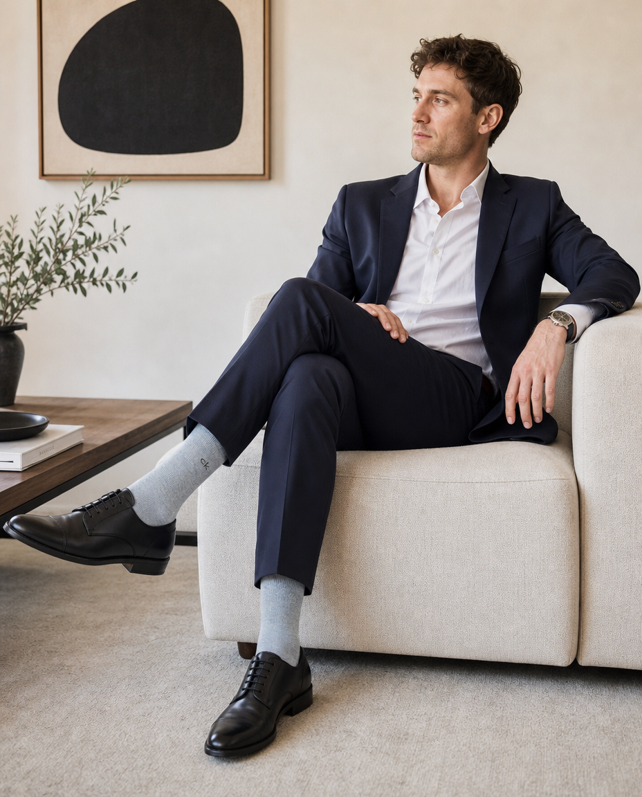 Calvin Klein Mens 2 Pack Dress Socks