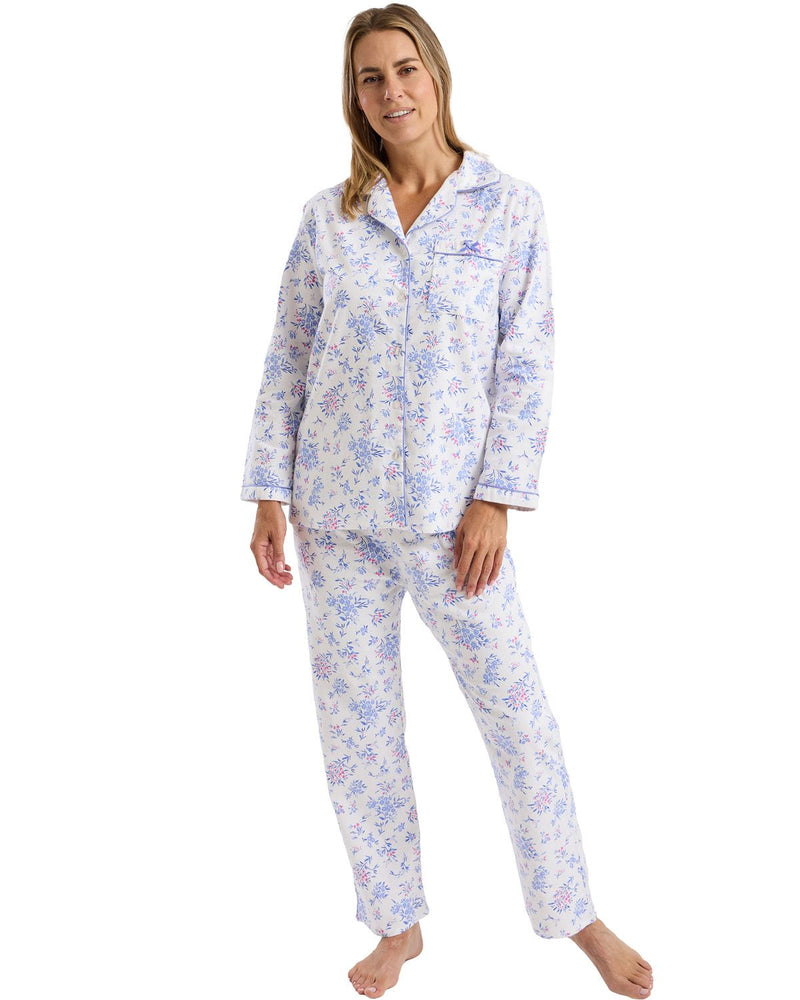 Marlon Womens Floral Bouqeut Wincey Button Pyjamas