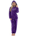 Womens Polished Fleece Slogan Hooded Pyjamas