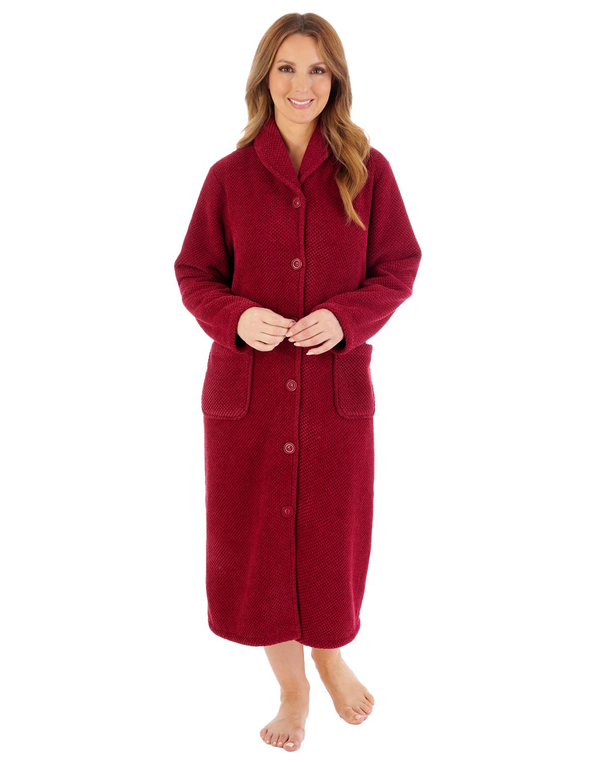 Slenderella Womens Soft Waffle 46" Button Through Housecoat