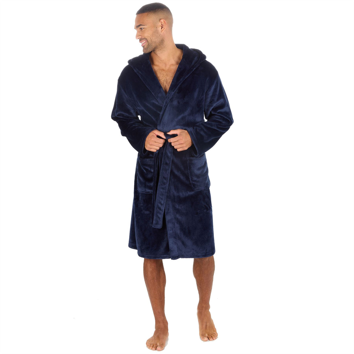 Slumber Hut Mens Polished Hooded Dressing Gown