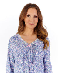 Slenderella Womens Multicoloured Floral 45" Long Sleeve Nightdress