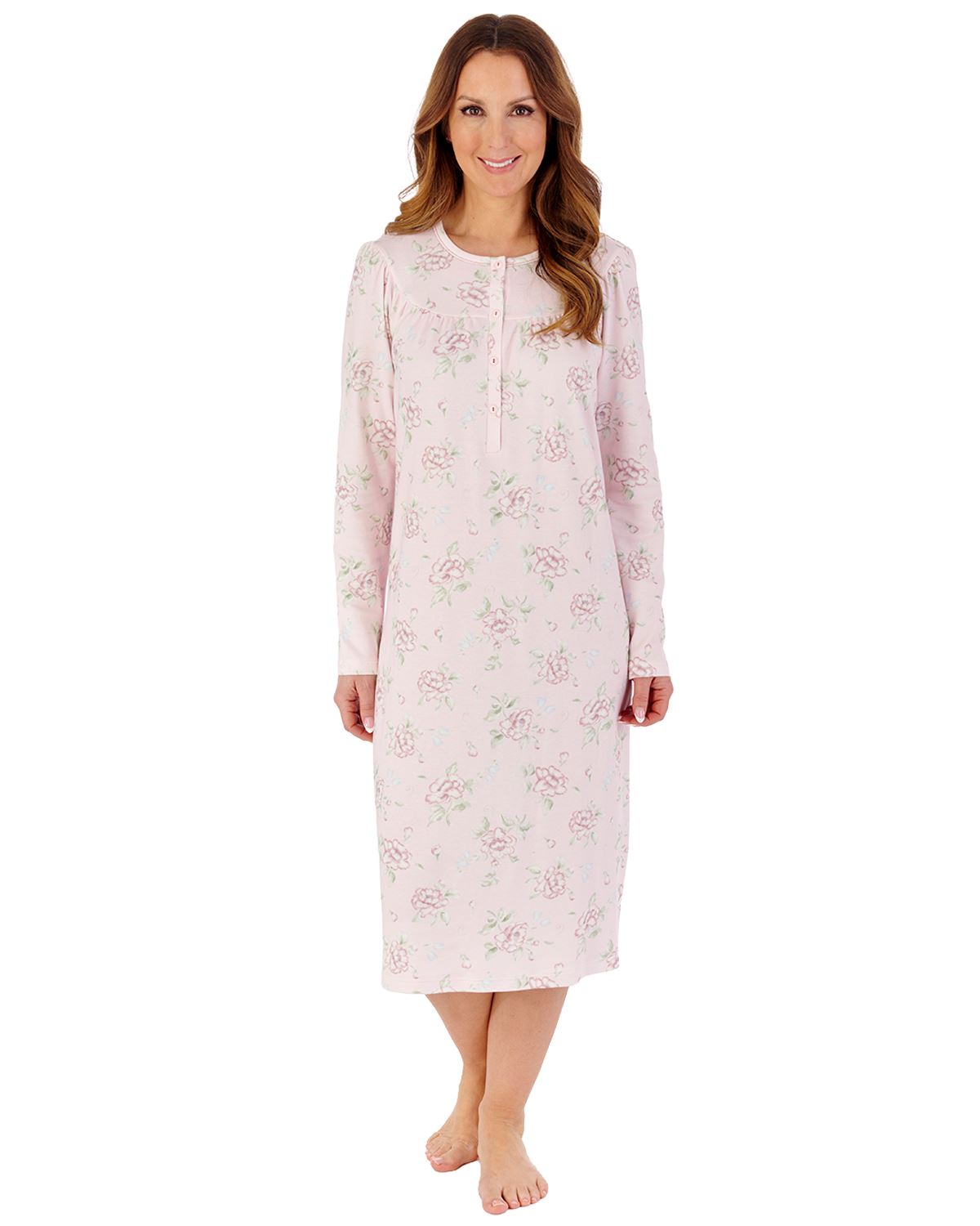 Slenderella Womens Interlock Cotton Large Floral 43" Nightdress