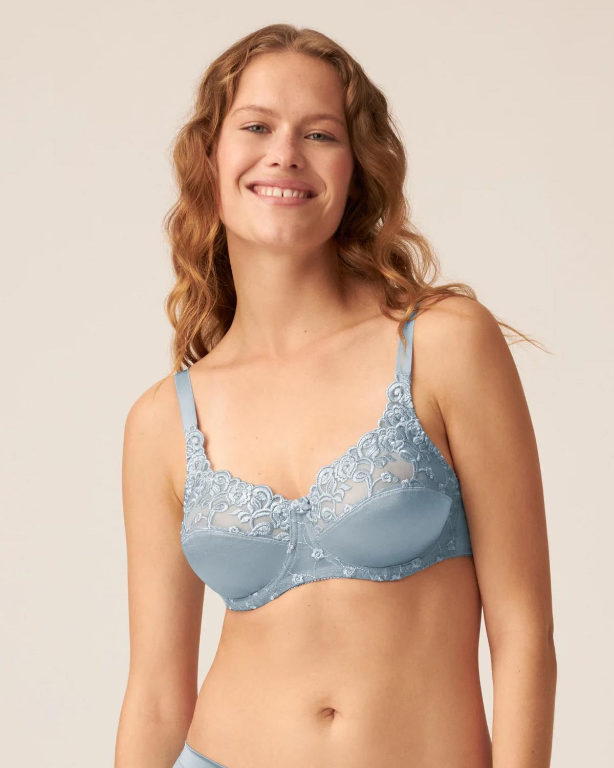 Naturana Womens Satin & Lace Underwired Bra - Matcha Sorbet