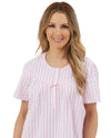 Marlon Womens Coastal Stripe Seersucker 40" Short Sleeve Nightie
