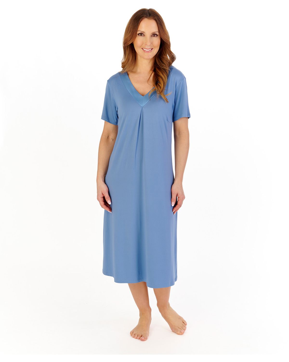 Gaspe Womens Supersoft Satin Edge Short Sleeve 42" Nightdress