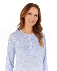Slenderella Womens Bamboo Cotton 45" Long Sleeve Nightdress