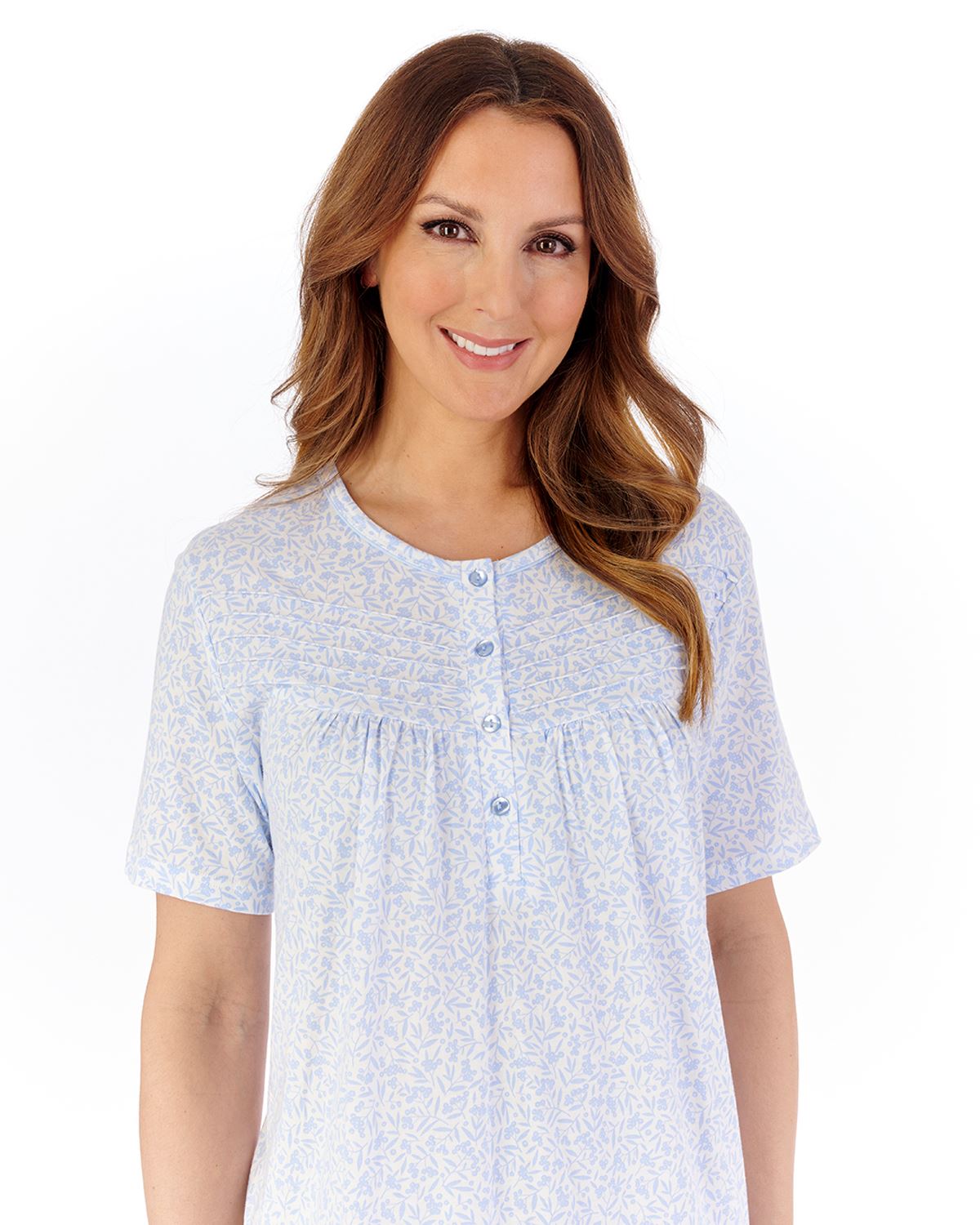 Slenderella Womens Ditsy Berry Jersey 42" Short Sleeve Nightdress