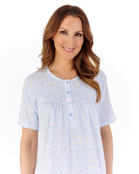 Slenderella Womens Ditsy Berry Jersey 42" Short Sleeve Nightdress