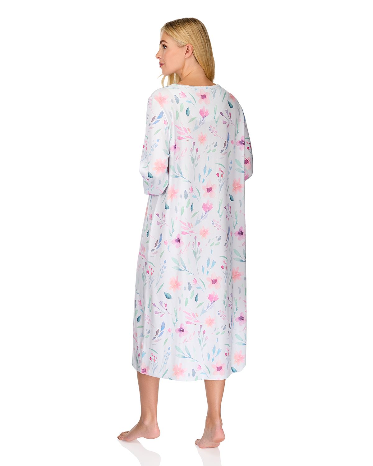 La Marquise Womens 'Watercolours' 43" & 50" Long Sleeve Jersey Nightie