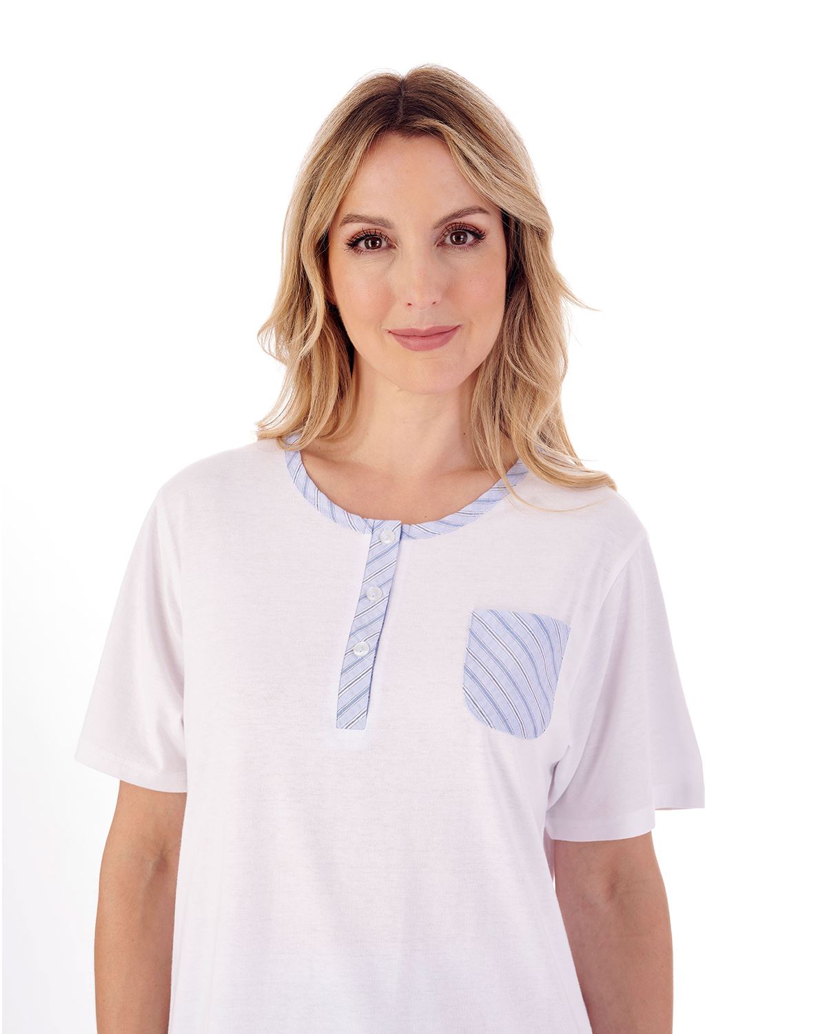 Slenderella Womens Classic Stripe Seersucker Woven Pyjama Set