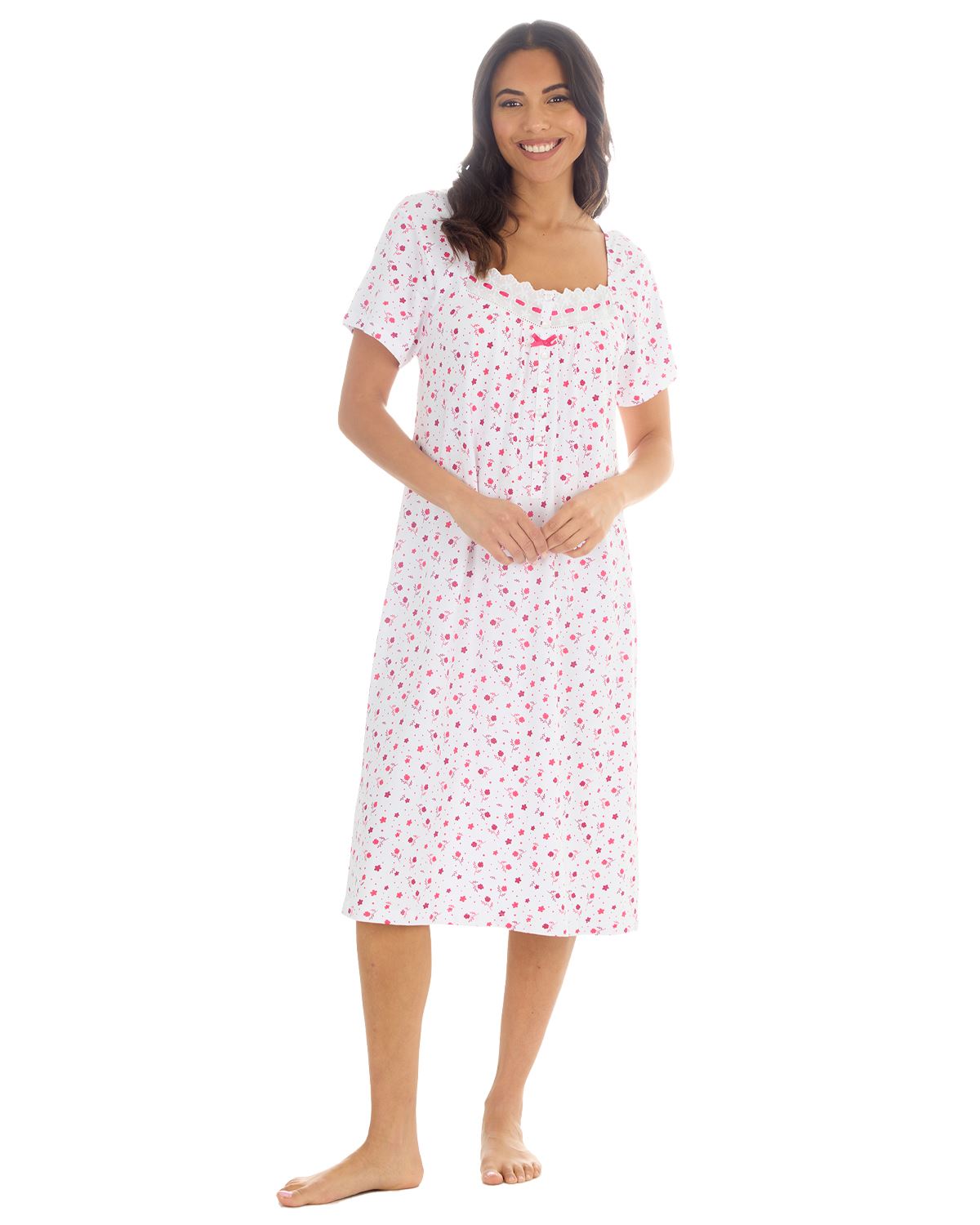 Cottonique Womens Jersey Cotton Short Sleeve Nightie