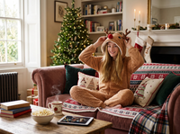Kids Brown Sherpa Reindeer Onesie