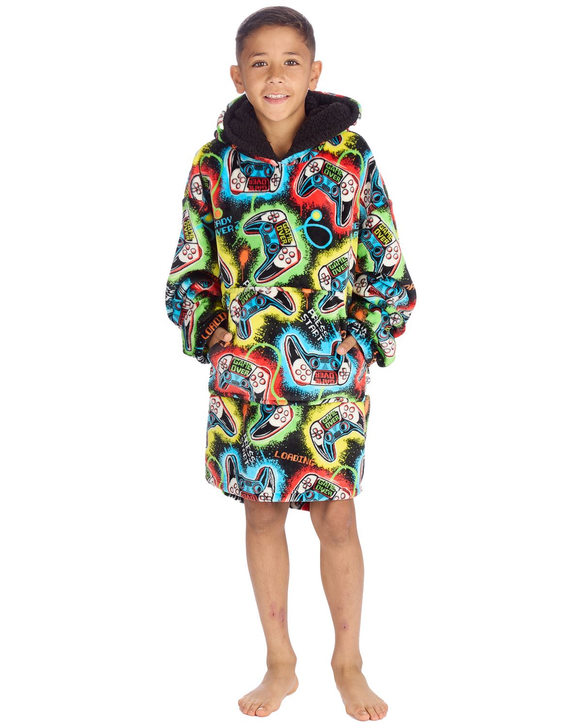 Huggable Kids Gamer Print Oversized Hoodie
