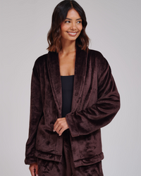 Loungeable Womens Luxury Fleece Wrap Kimono and Trouser Lounge Set