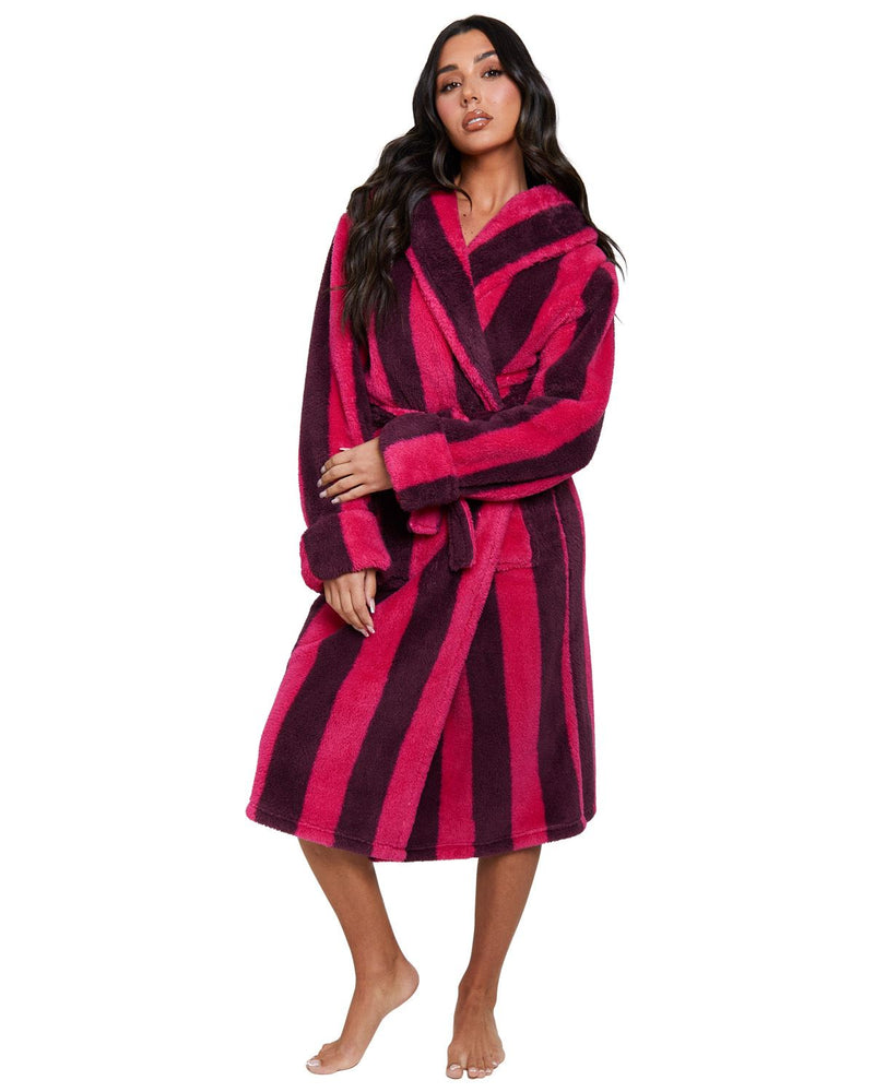 Loungeable Womens Chunky Sherpa Hooded Dressing Gown