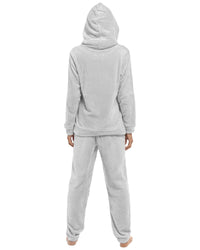 Womens Polished Fleece Slogan Hooded Pyjamas