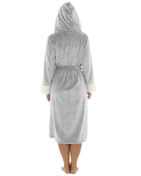 Womens Polished Fleece Sherpa Trim Dressing Gown
