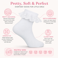 6 Pairs Girls Frilly Lace Ankle Socks