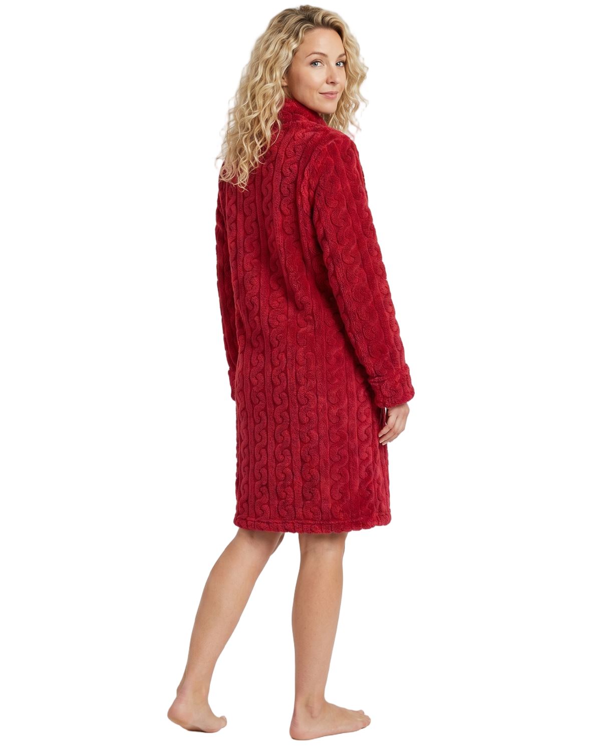 Indigo Sky Womens Cable Effect Fleece Zip Robe