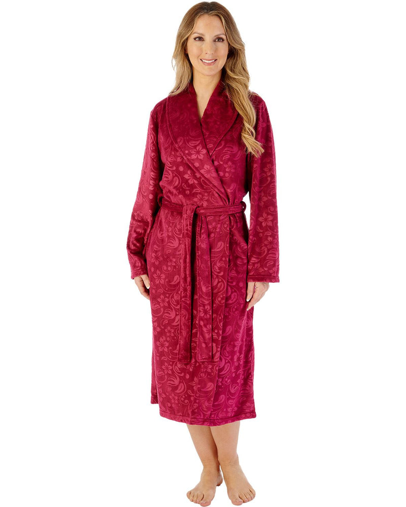 Slenderella Womens Embossed Crystal Fleece 46" Shawl Collar Wrap