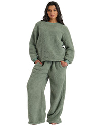 Loungeable Womens Borg Jumper & Wide Leg Lounge Set