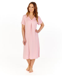 Gaspe Womens Supersoft Satin Edge Short Sleeve 42" Nightdress