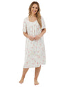 Marlon Womens 40" Watercolour Satin Short Sleeve Nightie