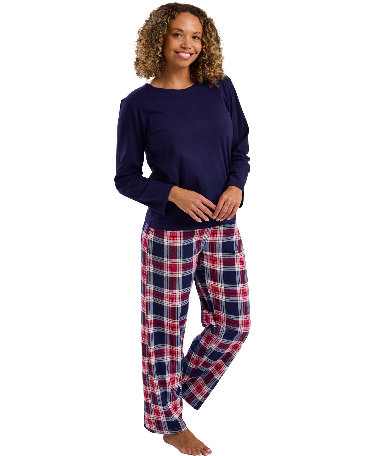 Indigo Sky Womens 100% Cotton Jersey Checked Pyjamas