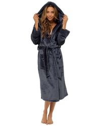 Womens Polished Fleece Cuff Detail Dressing Gown