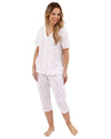 Marlon Womens Sketch Floral Jersey Cropped Pyjamas