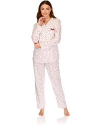 La Marquise Womens 'Velvet Rose' Long Sleeve Button Pyjamas
