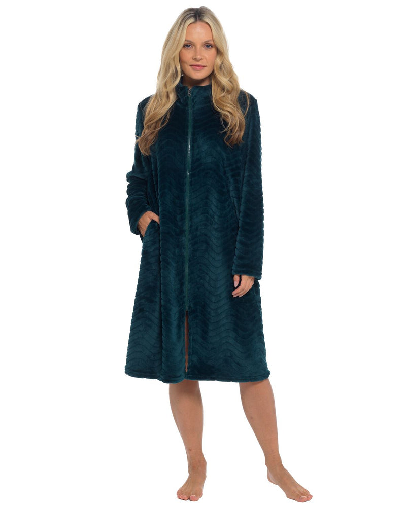 Slumber Hut Womens Wave Effect Zip Dressing Gown Slumber Hut Womens Wave Effect Zip Dressing Gown