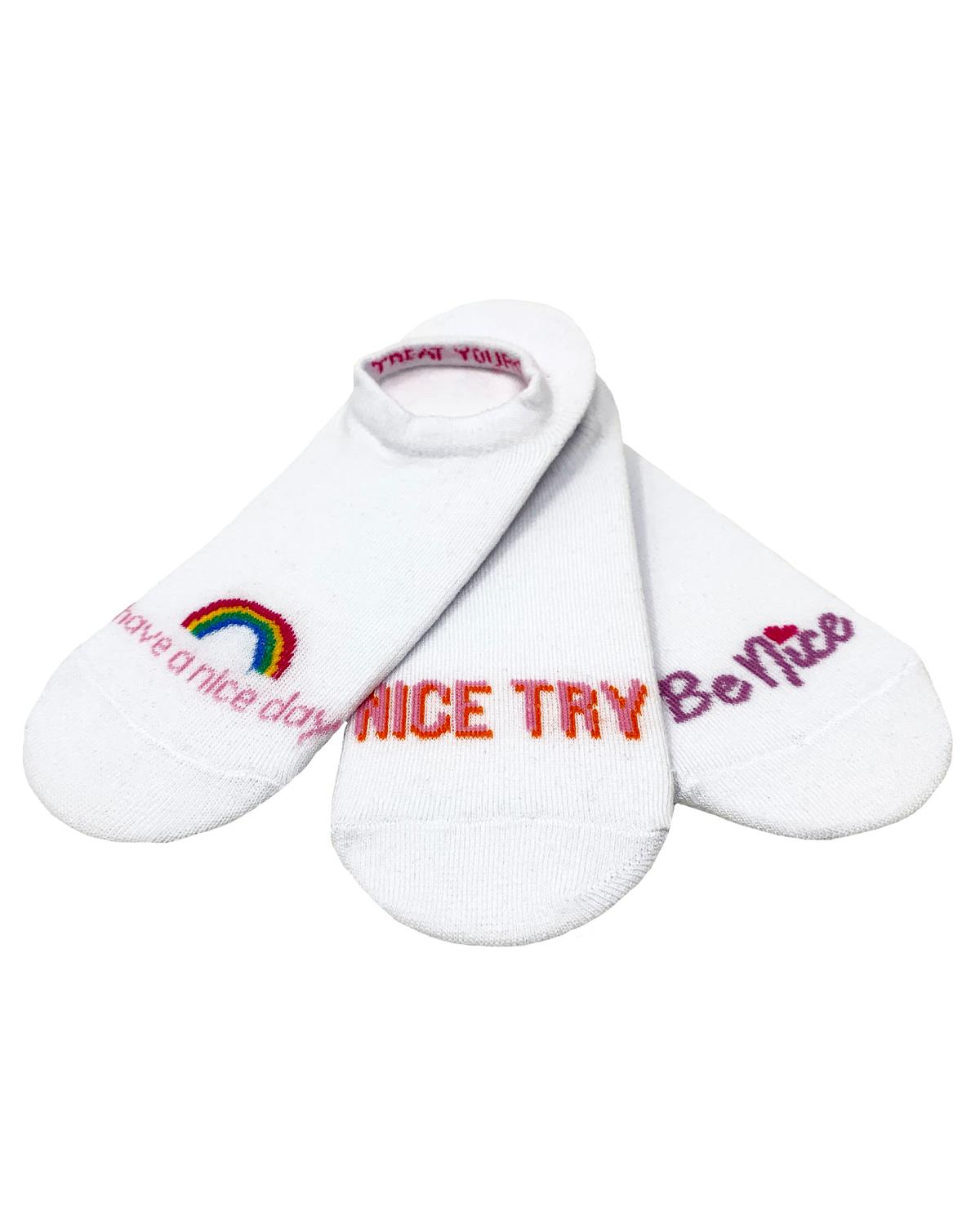 Nice Socks Womens 3 Pack Slogan Liner Socks