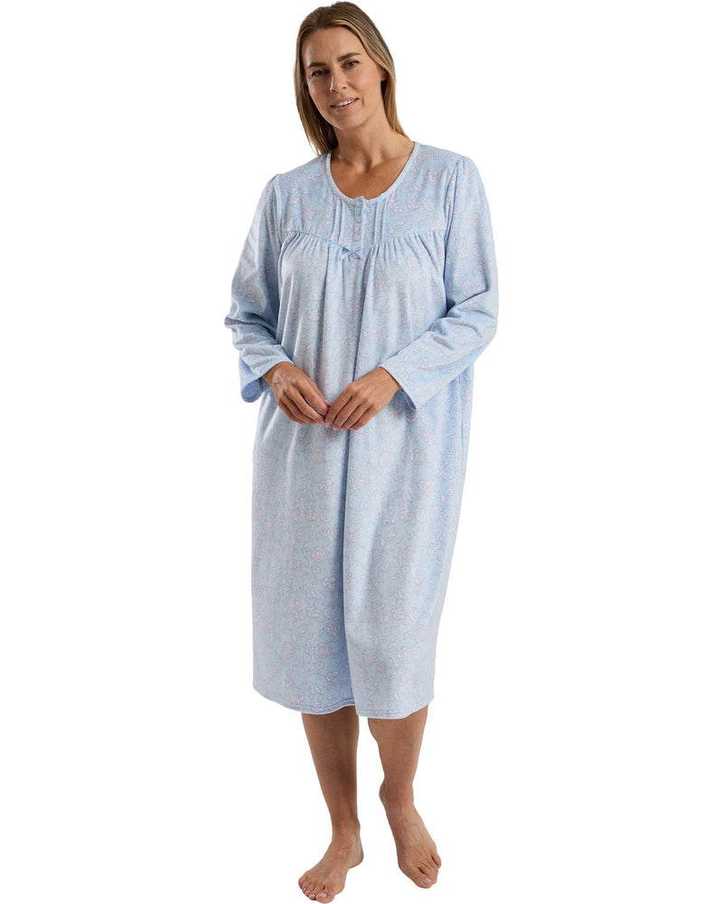 Marlon Womens Delicate Floral Fleece 45" Nightdress