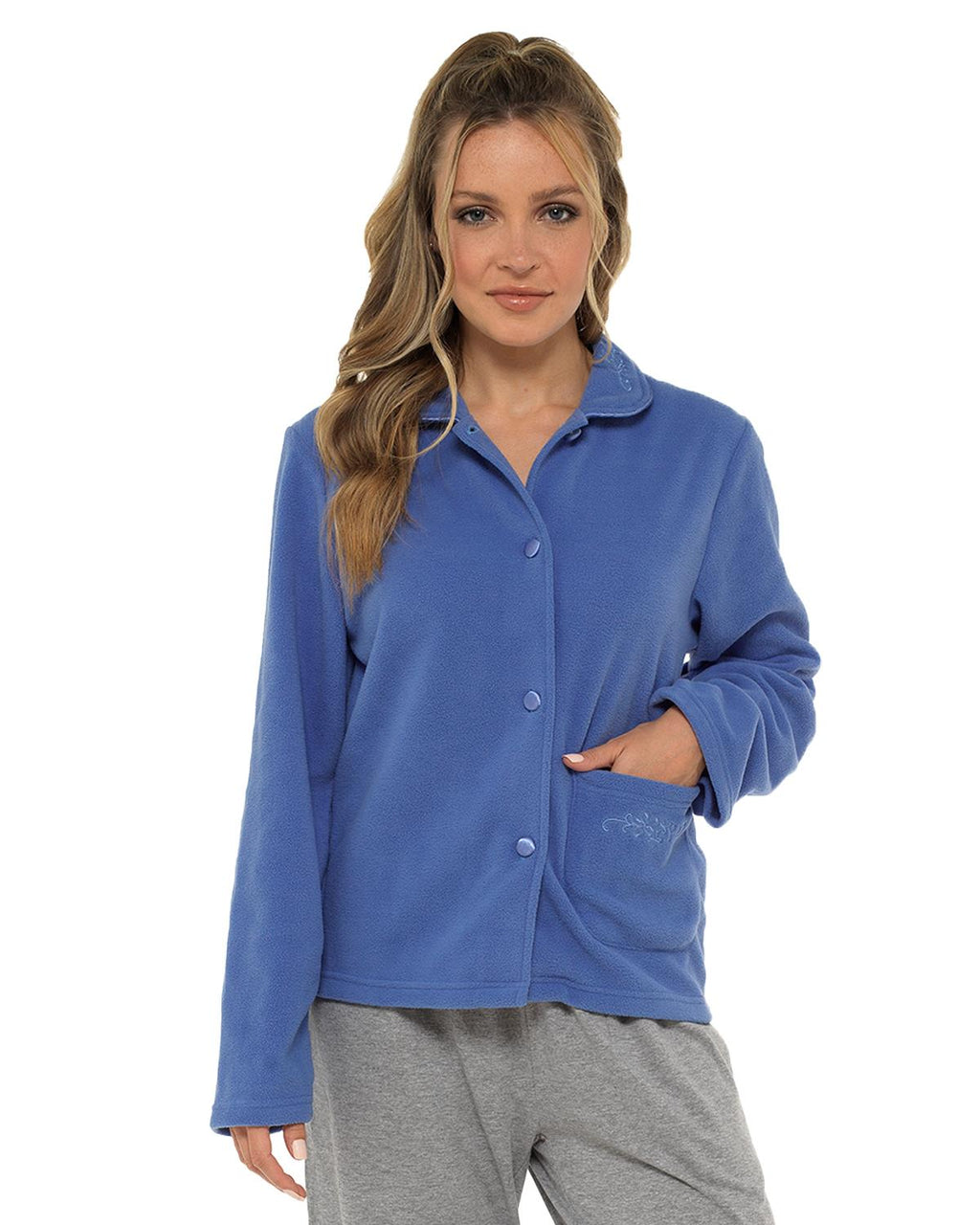 Lady Olga Womens Daisy Fleece Button Bed Jacket – Slumber Hut