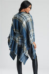 South Beach Womens Check Belted Waist Poncho