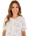 Slenderella Womens Bamboo Cotton Floral 42" Short Sleeve Nightdress