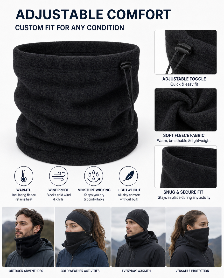 Adults Fleece Neckwarmer Snood Scarf