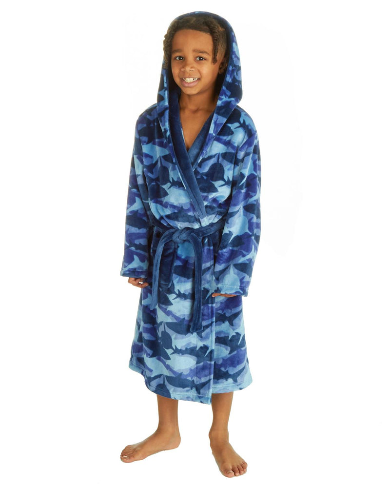 Boys Blue Shark Camo Dressing Gown – Slumber Hut