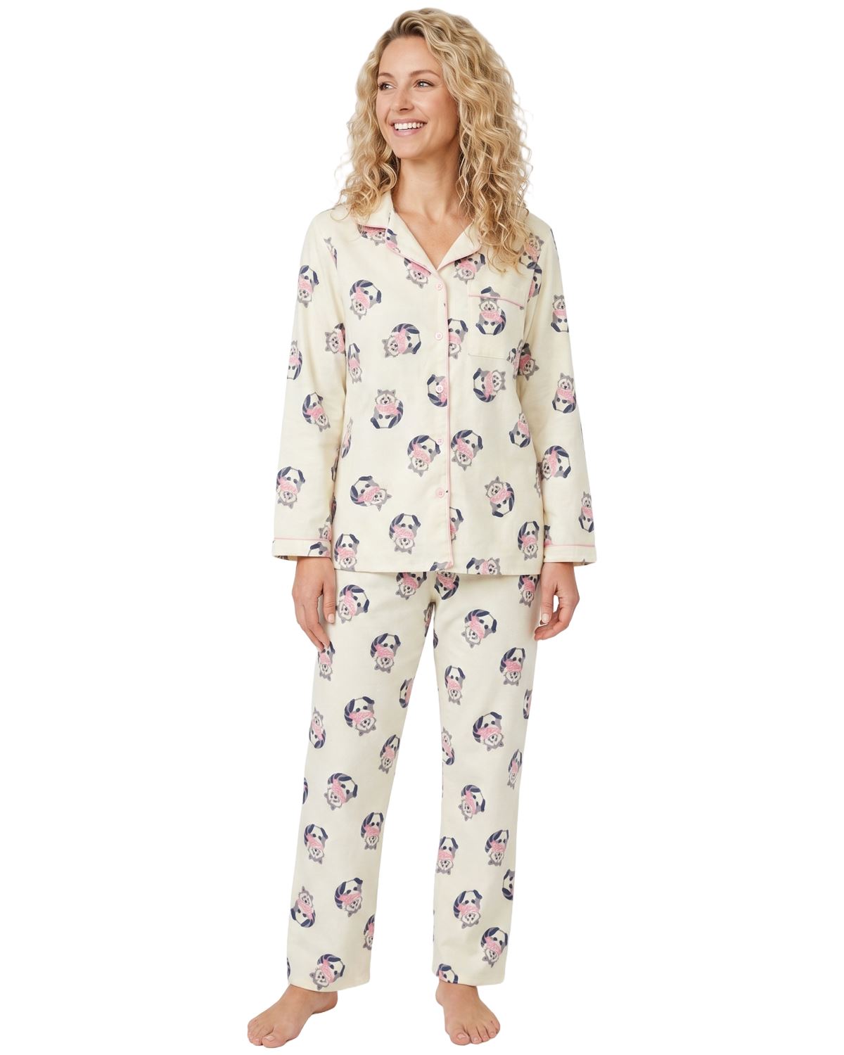 Indigo Sky Womens 100% Cotton Wincyette Button Pyjamas