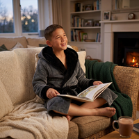 Slumber Hut Boys Contrast Hooded Dressing Gown