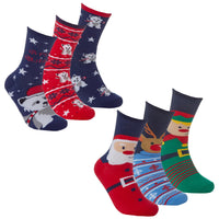 6 Pairs Family Christmas Cotton Rich Socks
