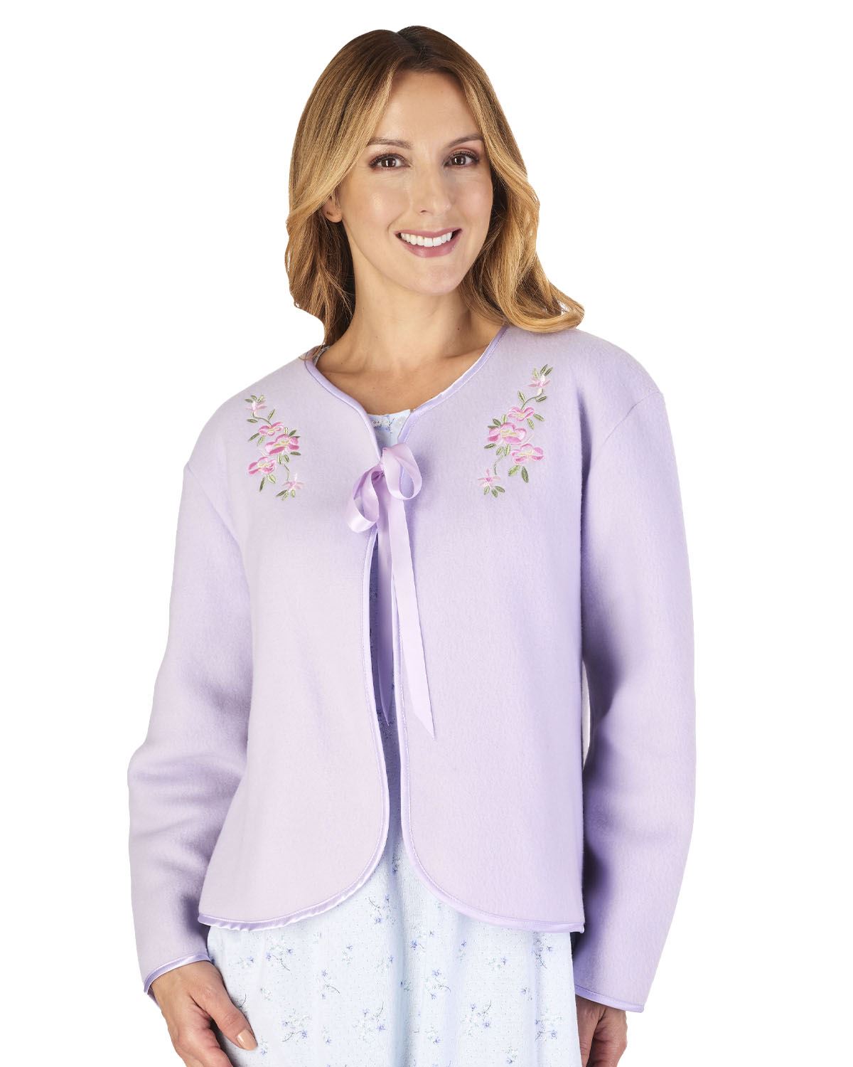 Slenderella Womens Polar Fleece Ribbon Tie Bed Jacket – Slumber Hut