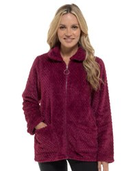 Slumber Hut Womens Waffle Fleece Zip Bed Jacket