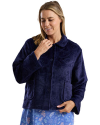 Marlon Womens Swirl Fleece Button Bedjacket