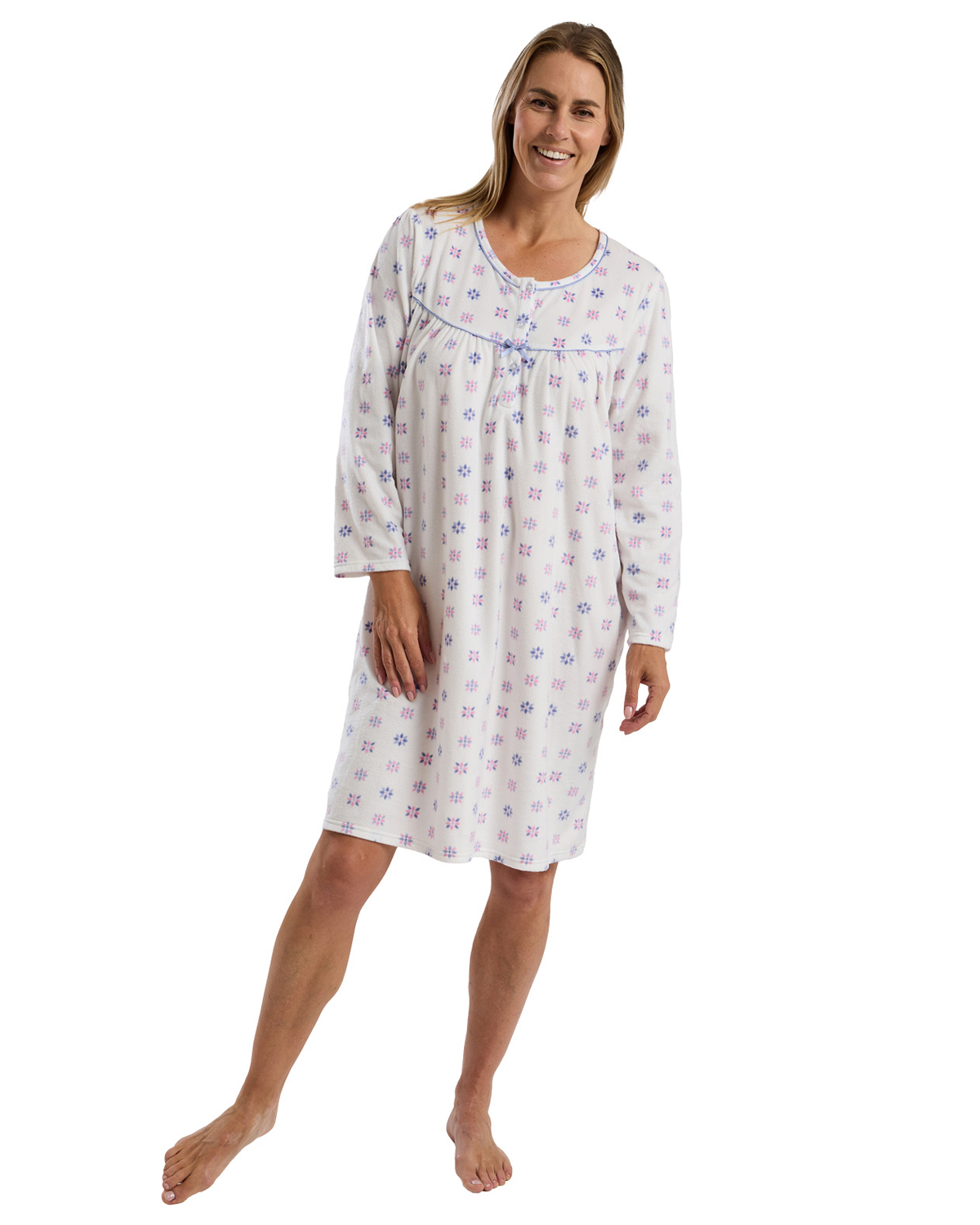 Marlon Womens Geo Floral 40" Fleece Nightdress