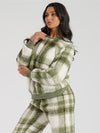 Loungeable Womens Green Check Borg Fleece Pyjamas
