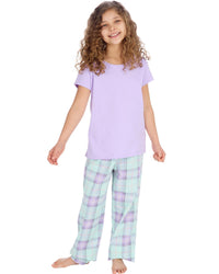Forever Dreaming Girls Short Sleeve Tee & Check Long Pyjamas