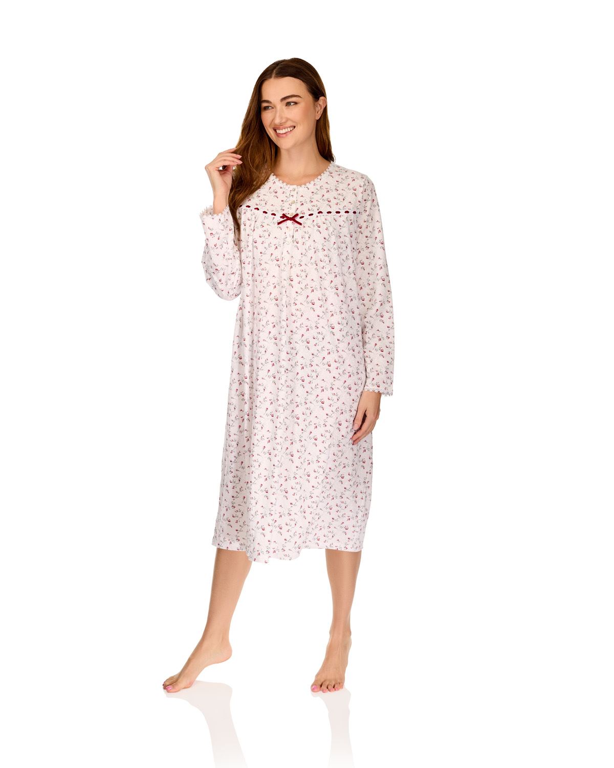 La Marquise Womens 'Velvet Rose' Long Sleeve Jersey Nightie